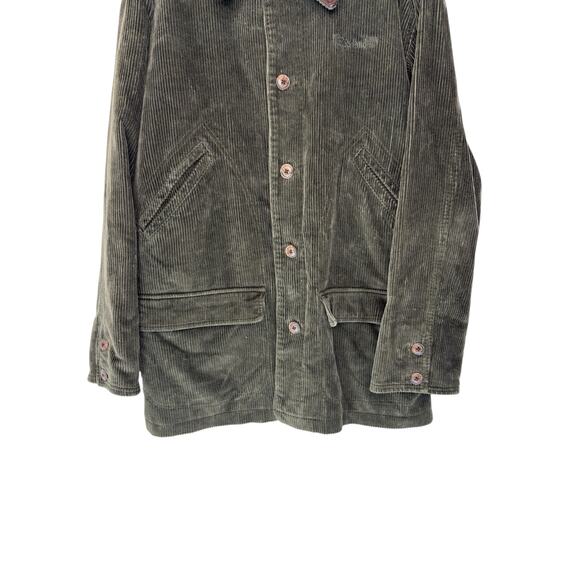 Timberland Weathergear Barn Coat Men's Corduroy Green Leather Collar Large - Picture 4 of 13